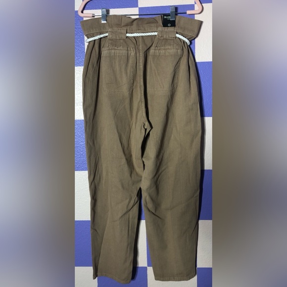 NWT Blank NYC Little Mermaid Paperbag Waist Trousers in Brown with Rope Belt - L - Picture 3 of 6